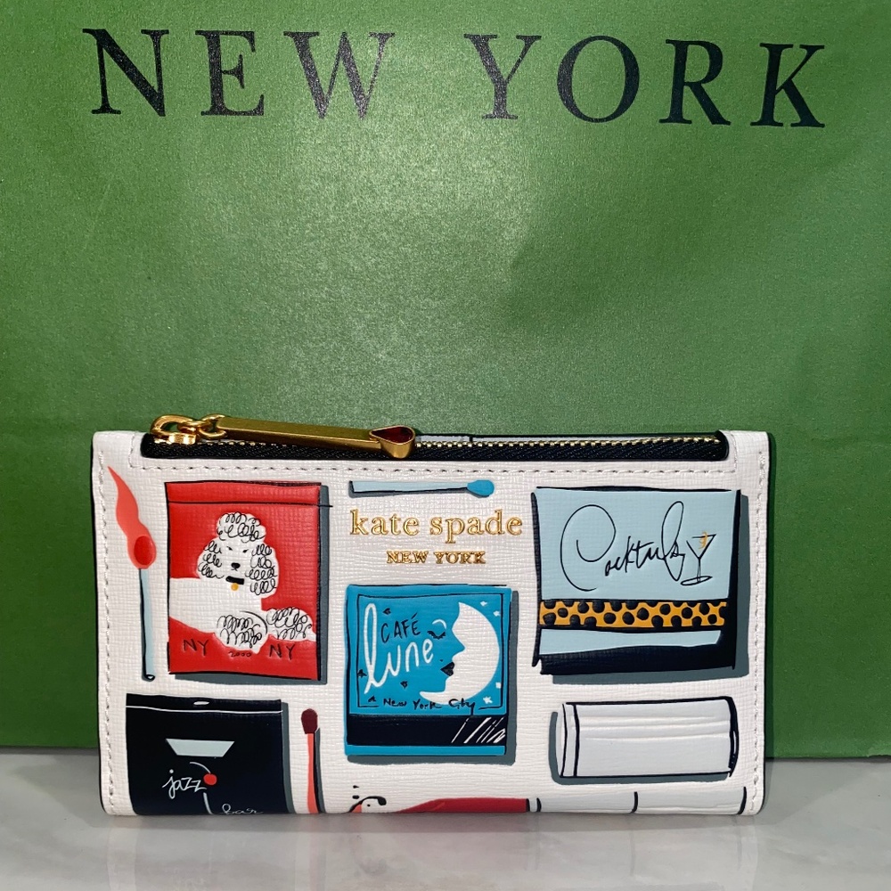 kate spade White Multi Printed Zip Wallet - Picture 2 of 5